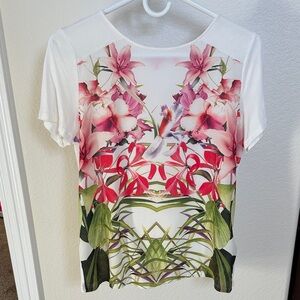 Ted Baker White Floral Short Sleeve Top